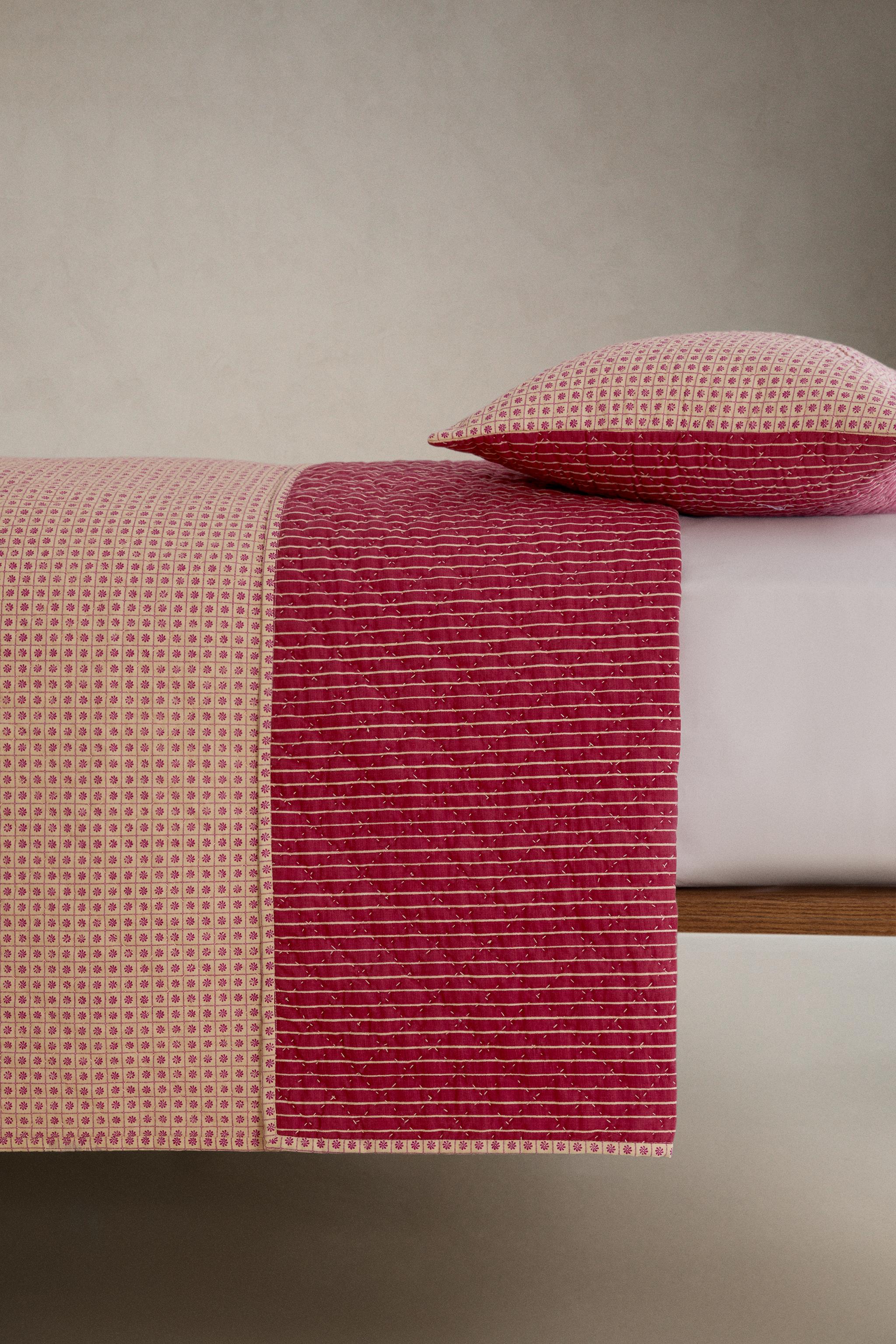 STRIPED AND FLORAL COTTON QUILT | KATHARINE POLE